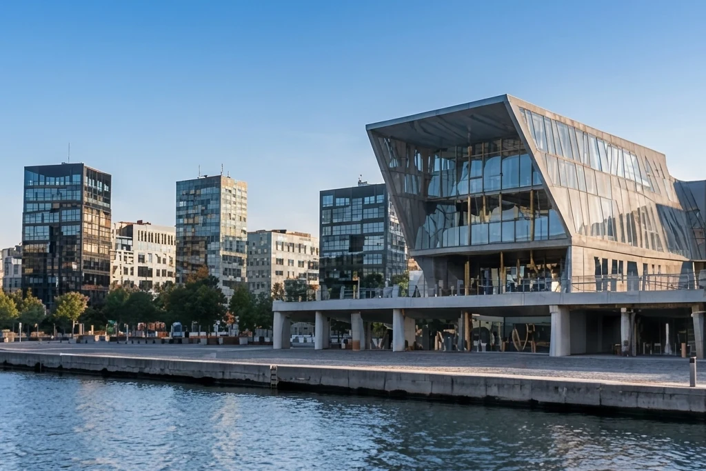 Un edificio público danés junto al agua