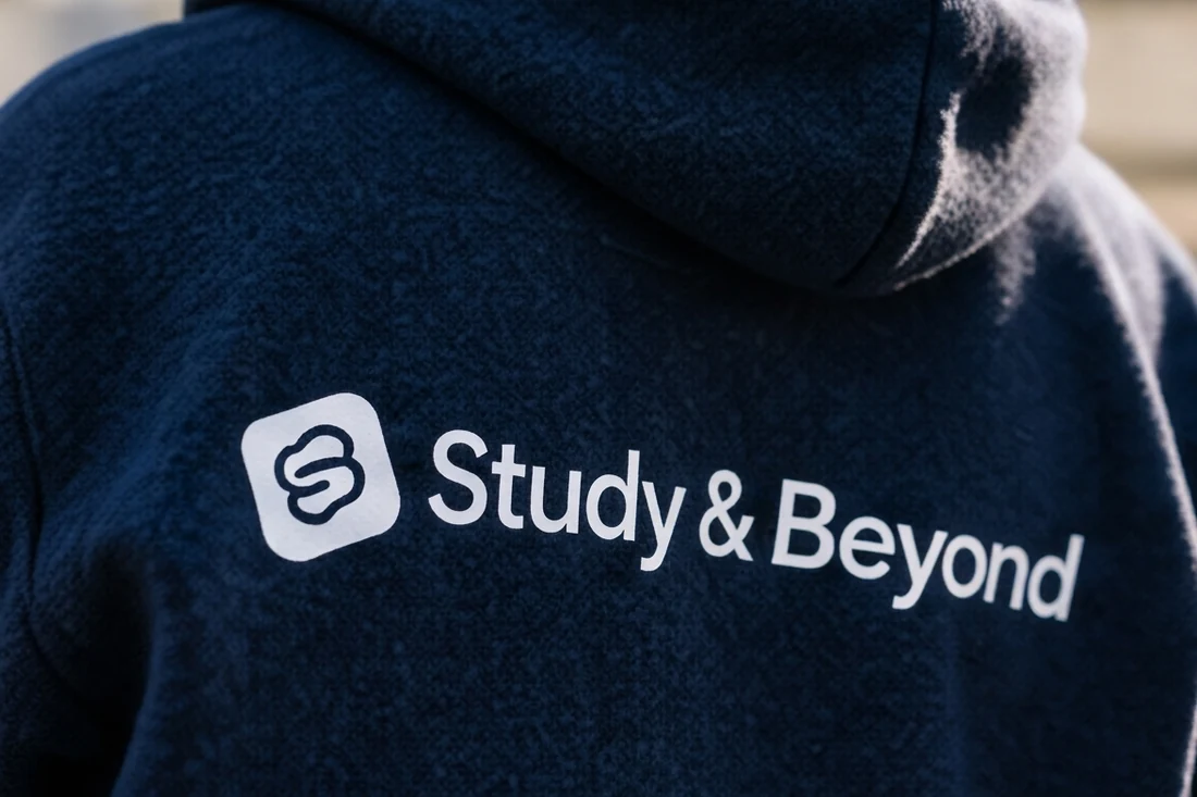 Una sudadera con el logotipo de Study & Beyond