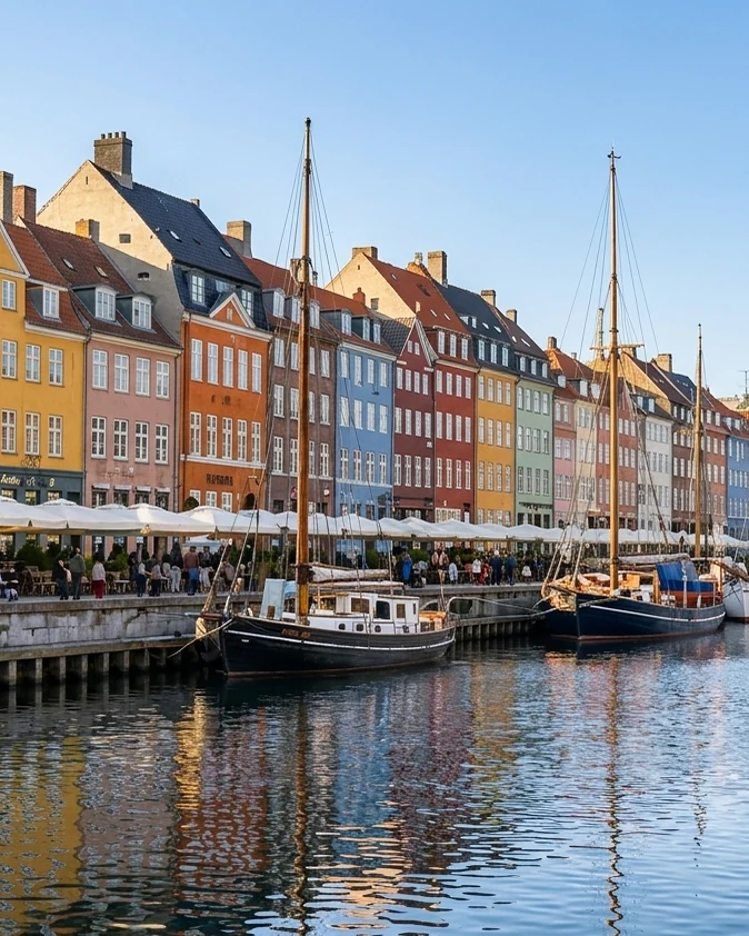 El canal de Nyhavn, en Copenhague, con sus casas de colores